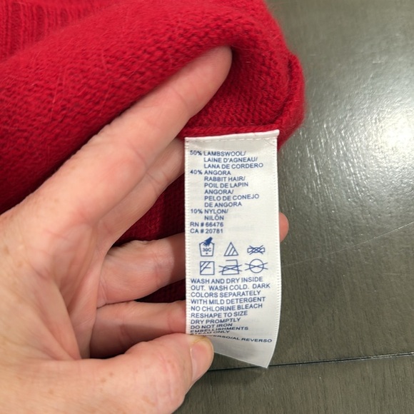 NWT Tommy Hilfiger Rabbit Lambs Wool Red Turtleneck Sweater Half Sleeve Large - Picture 6 of 6